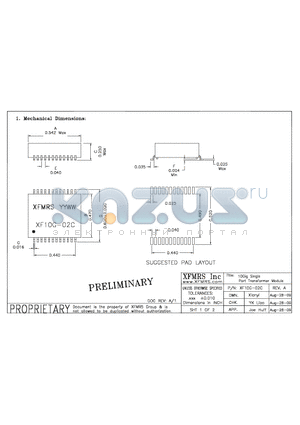 XF10G-02C datasheet - 10Gig single Port Transformer Module