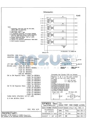 XF10G02C-CTXU1-4L datasheet - Complete the Combo P/N as follows