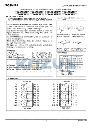 TC74AC541F datasheet - TOSHIBA CMOS DIGITAL INTEGRATED CIRCUIT SILICON MONOLITHIC