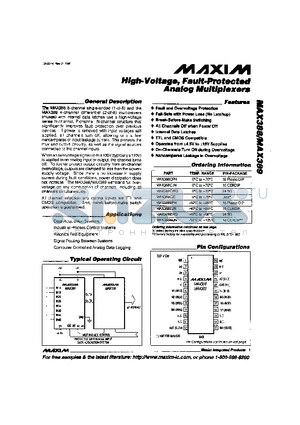 MAX389CWG datasheet - High-Voltage, Fault-Protected Analog Multiplexers