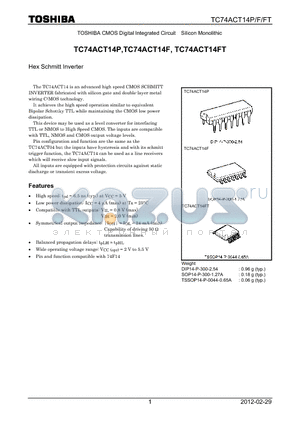 TC74ACT14P_12 datasheet - Hex Schmitt Inverter