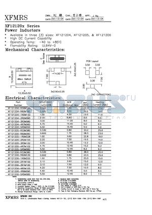 XF121204-3R3M080 datasheet - POWER INDUCTORS