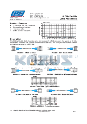 PE35954-12 datasheet - 18 GHz Flexible Cable Assemblies