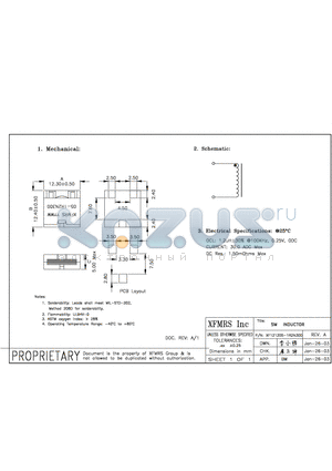 XF121205-1R2N300 datasheet - SM INDUCTOR