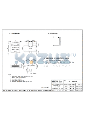 XF121206-1R5M140 datasheet - SM INDUCTOR