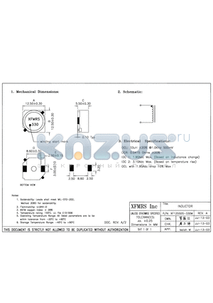 XF12555S-330M datasheet - INDUCTOR