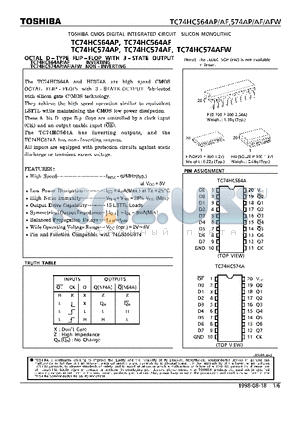 TC74HC574AF datasheet - OCTAL D -TYPE FLIP-FLOP WITH 3-STATE OUTPUT. INVERTING, NON INVERTING