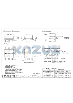 XF1276-EFD15S datasheet - PoE Xfmr