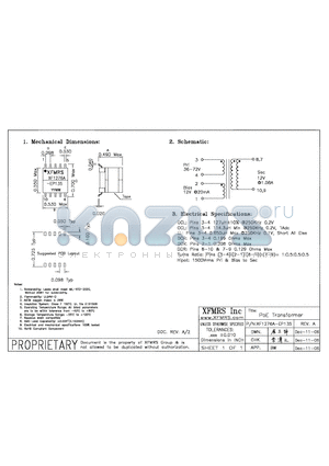 XF1276A-EP13S datasheet - POE Transformer