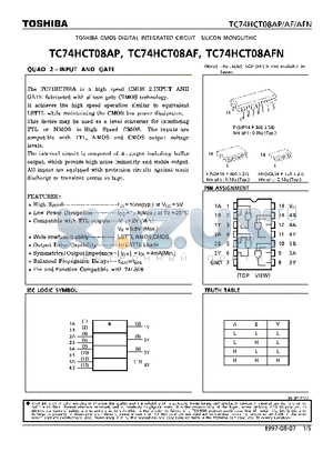 TC74HCT08 datasheet - QUAD 2-INPUT AND GATE