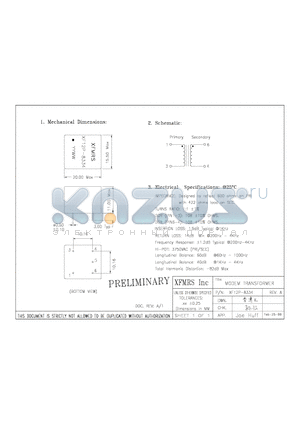 XF128334 datasheet - MODEM TRANSFORMER