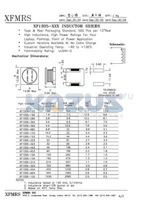 XF1305-102 datasheet - INDUCTOR