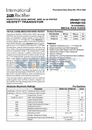 IRHN8150 datasheet - TRANSISTOR N-CHANNEL
