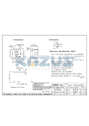 XF1313-28HDS datasheet - HDSL TRANSFORMER