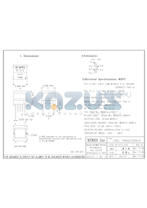 XF1313-4HD datasheet - HDSL TRANSFORMER