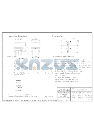 XF1313-8HD datasheet - TRANSFORMER