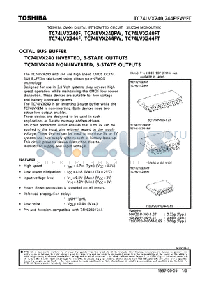 TC74LVX240FW datasheet - OCTAL BUS BUFFER. INVERTED/NON-INVERTED 3-STATE OUTPUTS