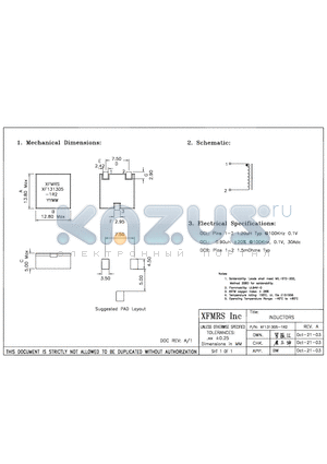 XF131305-1R2 datasheet - INDUCTORS