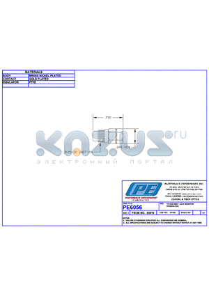 PE6056 datasheet - 75 OHM SMC JACK RESISTOR TERMINATION