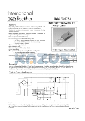 IRIS-W6753 datasheet - INTEGRATED SWITCHER