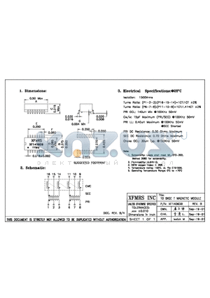 XF1406DB datasheet - 10 BASE T MAGNETIC MODULE