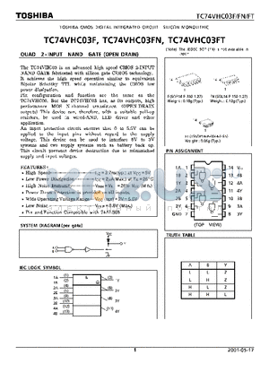 TC74VHC03F datasheet - QUAD 2 -INPUT NAND GATE(OPER DRAIN)