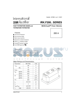 IRK2F200-12HK datasheet - MAGN-A-pak Power Modules