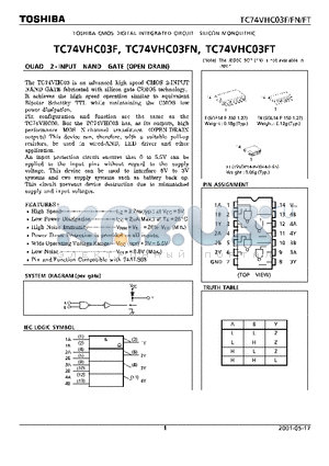 TC74VHC03FT datasheet - QUAD 2 -INPUT NAND GATE(OPER DRAIN)