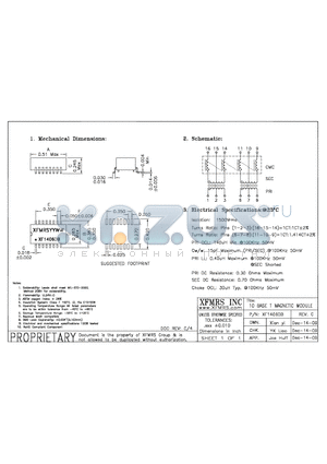 XF1406DB_09 datasheet - 10 BASE T MAGNETIC MODULE