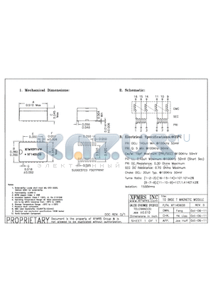 XF1406DB_11 datasheet - UNLESS OTHERWISE SPECIFIED TOLERANCES -0.010 DIMENSIONS IN INCH