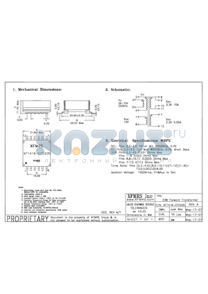 XF1416-EFD20S datasheet - 33W Forward Transformer