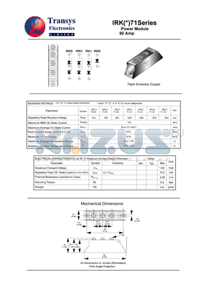 IRK71-14 datasheet - Power Module 80 Amp