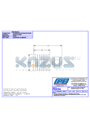 PE6104 datasheet - TNC MALE HIGH POWER TERMINATION FREQUENCY RANGE:DC TO 18 GHz