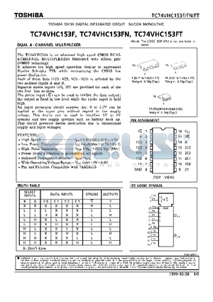 TC74VHC153FT datasheet - DUAL 4-CHANNEL MULTIPLEXER