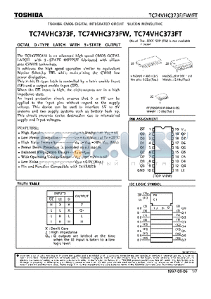 TC74VHC373FW datasheet - OCTAL D-TYPE LATCH WITH 3-STATE OUTPUT
