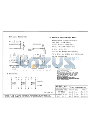 XF15061B datasheet - UNLESS OTHERWISE SPECIFIED TOLERANCES -0.010 DIMENSIONS IN INCH