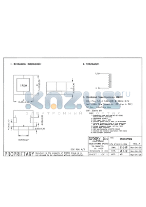 XF151510-1R0M datasheet - INDUCTOR