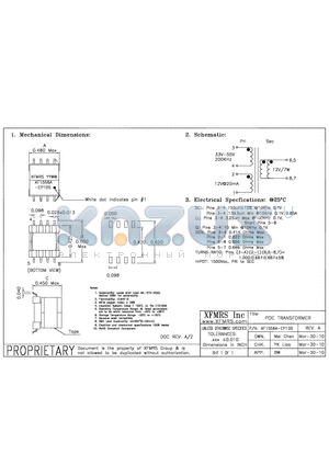 XF1556A-EP10S datasheet - POE TRANSFORMER