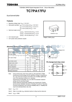 TC7PA17FU datasheet - Dual Schmitt Buffer