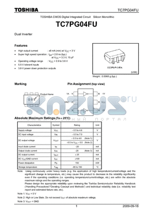 TC7PG04FU datasheet - TOSHIBA CMOS Digital Integrated Circuit Silicon Monolithic