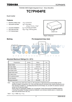 TC7PH04FE_09 datasheet - TOSHIBA CMOS Digital Integrated Circuit Silicon Monolithic