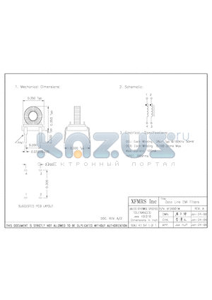 XF20001W datasheet - Data Line EMI Filters