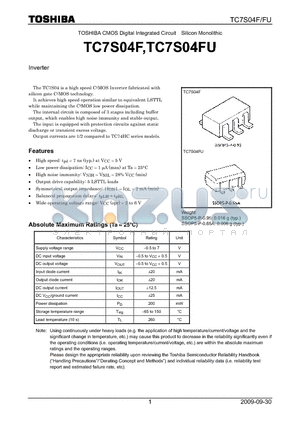 TC7S04F_09 datasheet - TOSHIBA CMOS Digital Integrated Circuit Silicon Monolithic