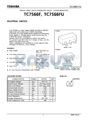 TC7S66F_01 datasheet - BILATERAL SWITCH