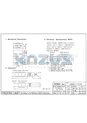 XF20063D datasheet - 10BASE-T FILTER