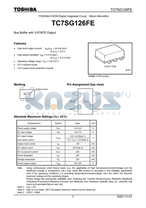 TC7SG126FE datasheet - Bus Buffer with 3-STATE Output
