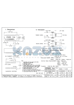 XF2006BRS1 datasheet - 10BASE-T FILTER