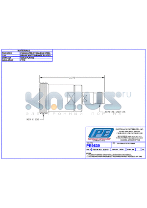 PE9639 datasheet - 7/16 FEMALE TO TNC FEMALE