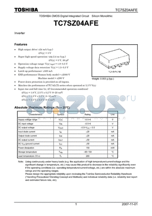 TC7SZ04AFE datasheet - Inverter