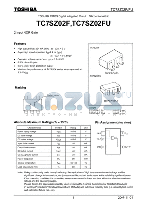 TC7SZ02F_07 datasheet - 2 INPUT NOR GATE